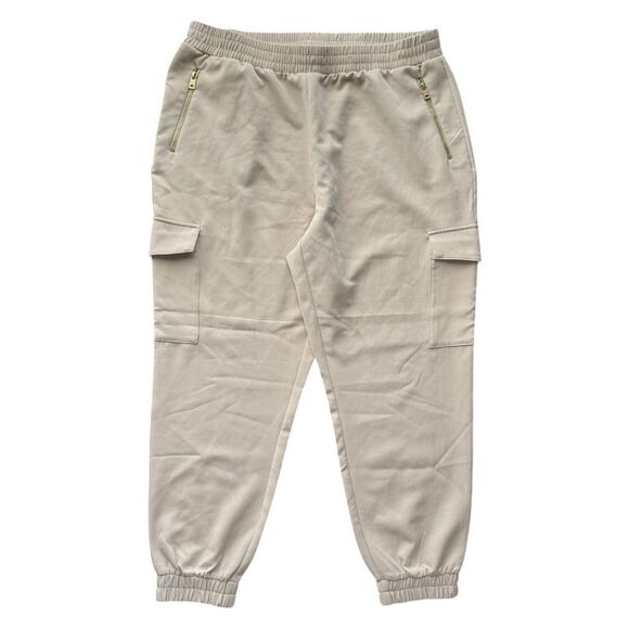Marc New York Pants - Marc New York Women’s XL Beige Cargo Jogger Pants Elastic Waist Tapered Leg